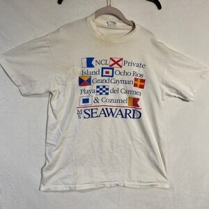 Vintage Stedman NCL MS Seaward Cruise Ship T-Shirt Mens L White Single Stitch
